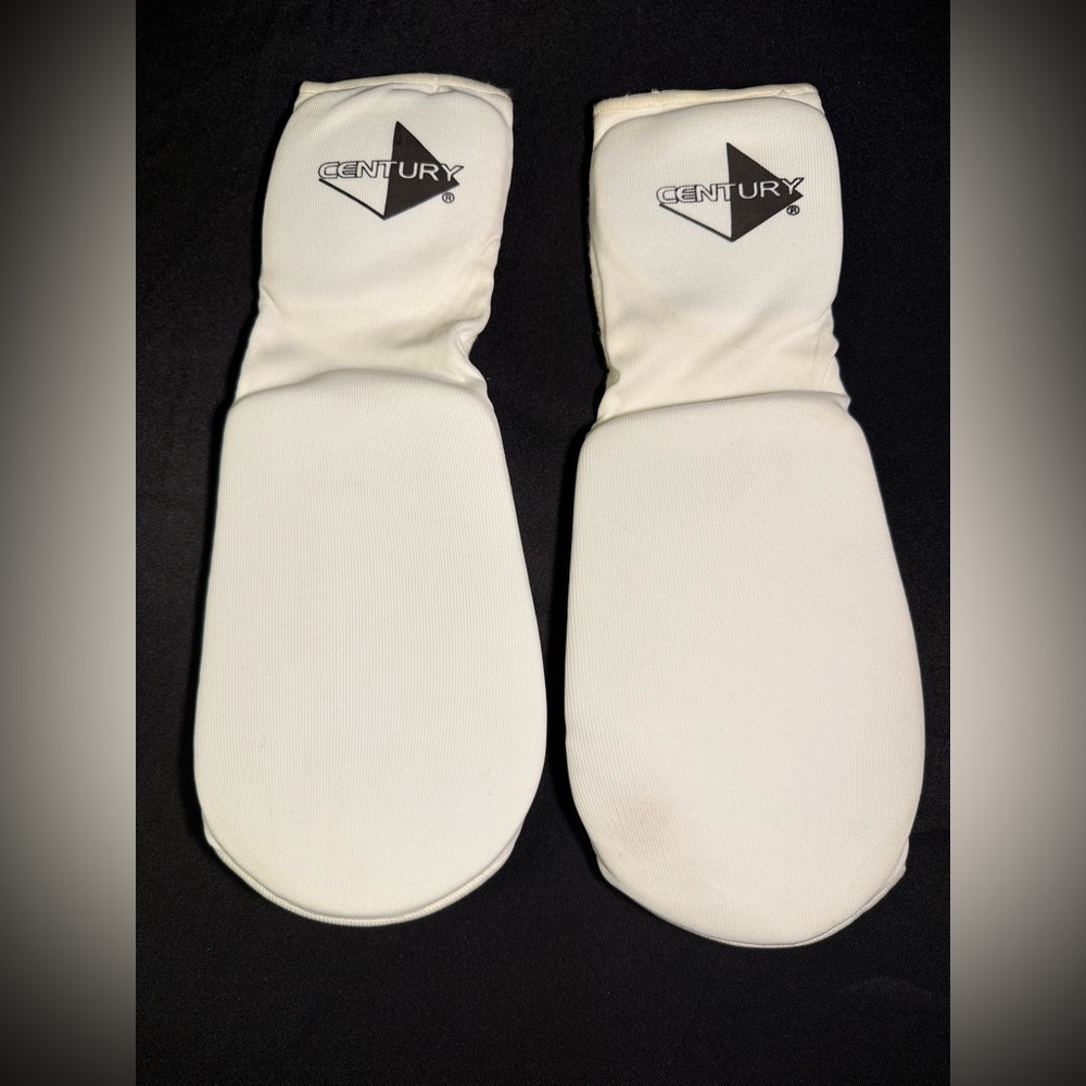 Century Arm and Shin Pads for Martial Arts.  Kids Size. White. Slightly worn.